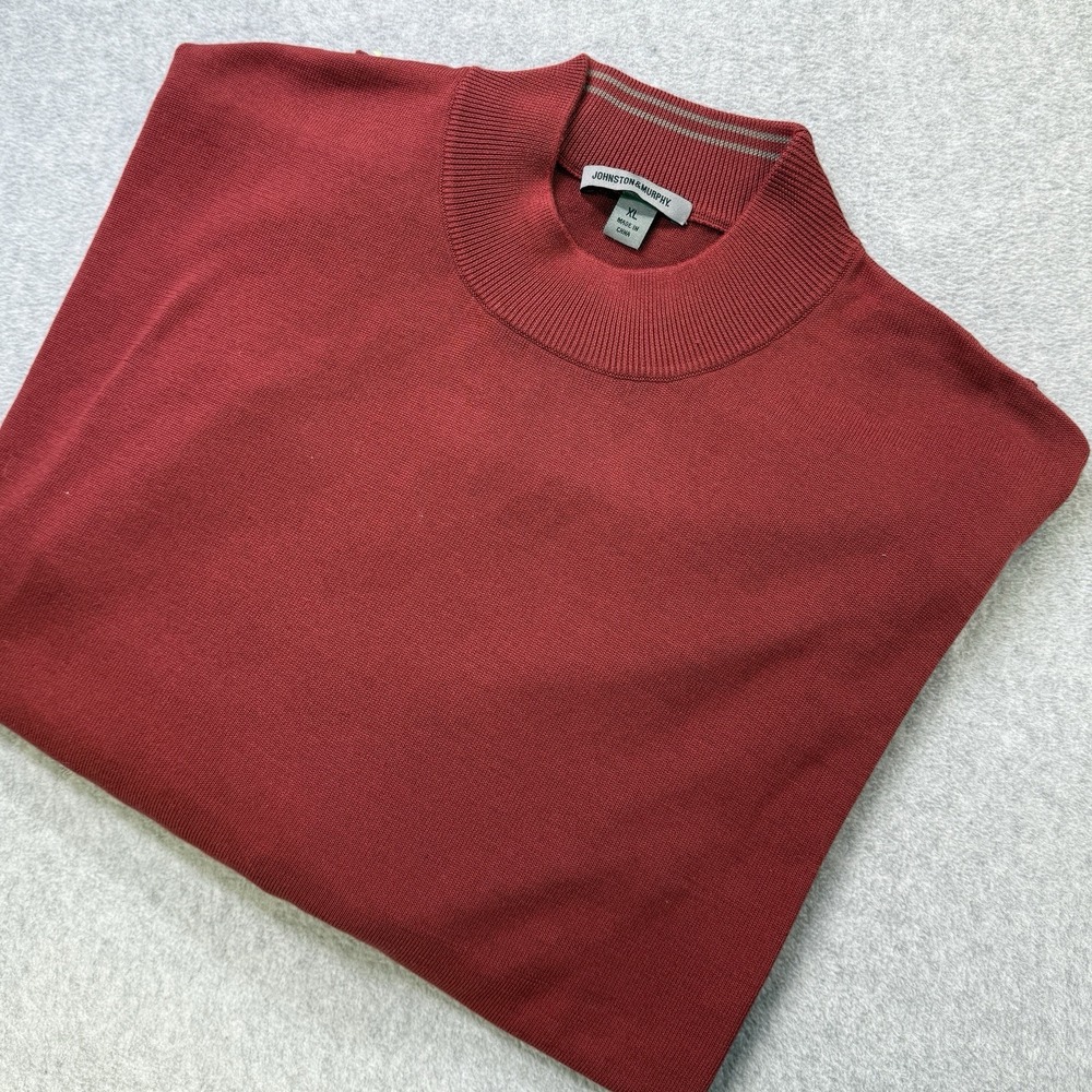 Johnston & Murphy Men's XL 100% Silk Sweater Red‎ Lightweight Crewneck